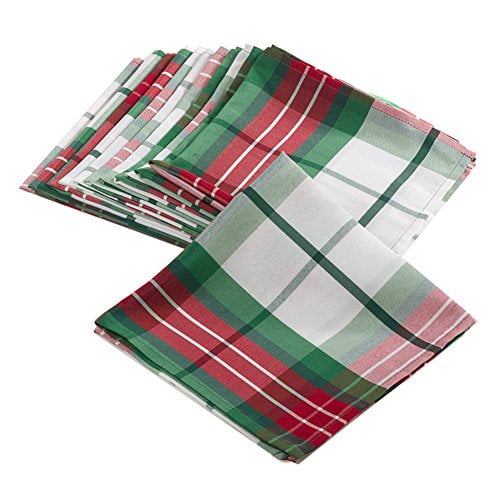 Bardwil Holiday Holly Wreath Set of 4 Jacquard Plaid Napkins Bardwil Holiday Holly Wreath Set of 4 Jacquard Plaid Napkins